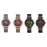 Women Quartz Watch with 3d Hollow out Wheel Design - Silver Red