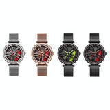 Women Quartz Watch with 3d Hollow out Wheel Design - Silver Red
