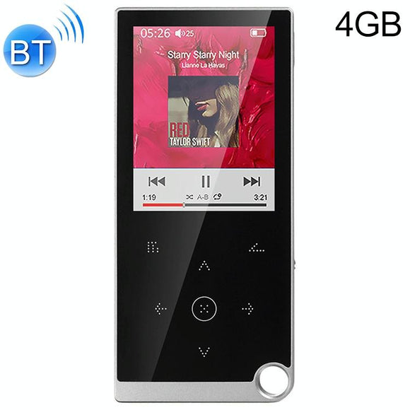 2.4 Inch Touch Mp4 / Mp3 Player 4Gb Memory Bluetooth E Book Alarm Timer - Silver Grey