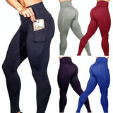 High Elastic Yoga Pants With Pockets For Women Jogging Workout Running Leggings Xl - Red - Xl
