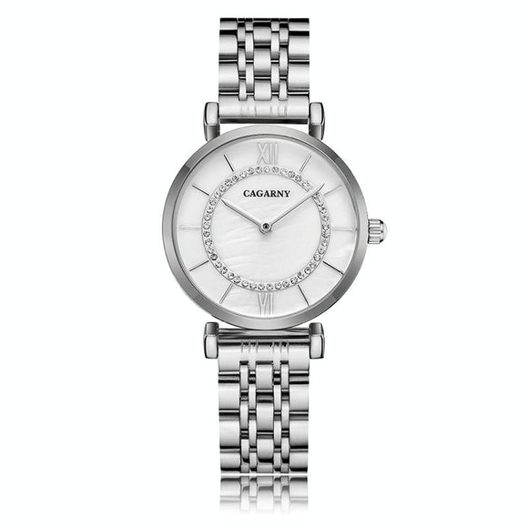 Waterproof Silver Steel Quartz Watch - Fashion Life - Wa0329D