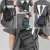 USB Chest Outdoor Shoulder Messenger Bag For Men With Charging Port - Grey Green