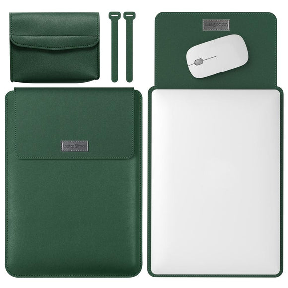 11 / 12 Inch Leather Computer Bag - Lightweight & Portable - 4 in 1 - Dark Green