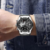 Waterproof Men Calendar Watch - White Steel White Surface