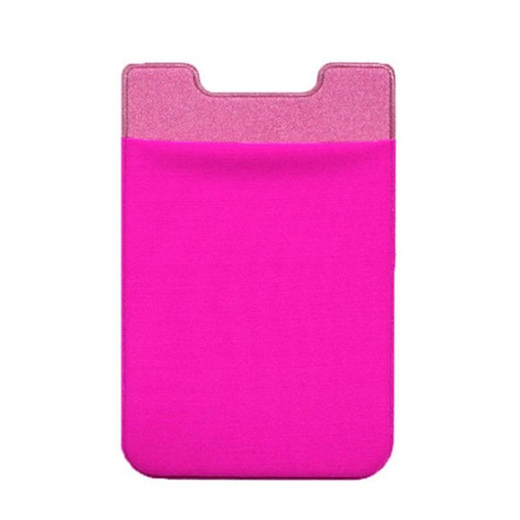 Lycra Phone Card Holder Stretch Back Sticker Wallet For Cards Bus Pass Bank Fits Most Phones - Rose Red