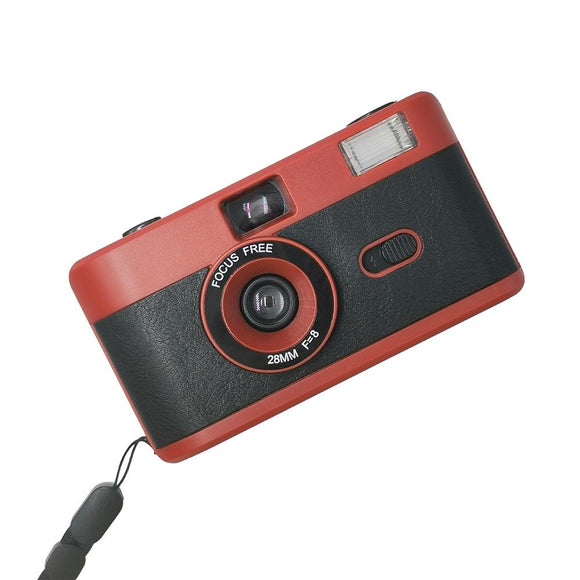 Retro Manual Reusable Film Camera for Kids - no Film - Black + Orange Pink