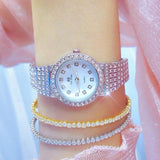 Starry Diamond Chain Women Wrist Watch - Silver Scale Surface