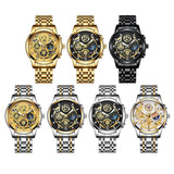 Waterproof Luminous Quartz Watch with Multifunctional Design - Inter-Gold Black Surface