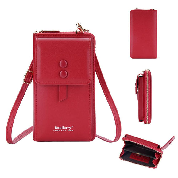 Adjustable Crossbody Phone Bag With Multi Card Slots - Claret