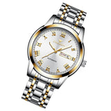 Men Luminous Quartz Watch with Roman Numeral Dial - Sporty Style - White Steel Black Surface