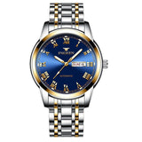 Men Luminous Quartz Watch with Roman Numeral Dial - Sporty Style - White Steel Black Surface