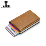 Anti Magnetic Rfid Leather Metal Wallet Universal Fit Black - Red