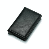 Anti Magnetic Rfid Leather Metal Wallet Universal Fit Black - Red