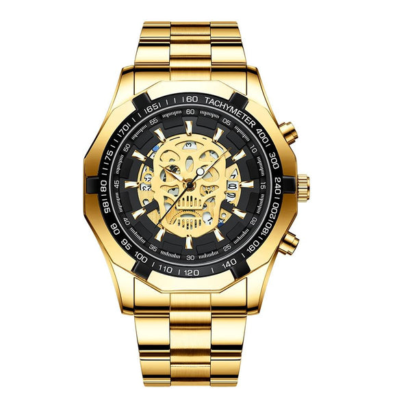 Waterproof Luminous Skeleton Watch - 30m - Full Gold Black Gold Nail