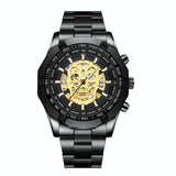 Waterproof Luminous Skeleton Watch - 30m - Full Gold Black Gold Nail