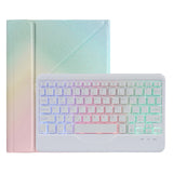 10.2 / 10.5 Inch Bluetooth Keyboard Tablet Case With Triangle Holder & Pen Slot - Gradient Blue Pink