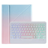 10.2 / 10.5 Inch Bluetooth Keyboard Tablet Case With Triangle Holder & Pen Slot - Gradient Blue Pink