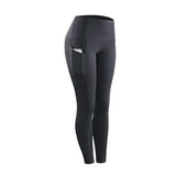 High Waist Slim Sports Leggings Women Tight Sportswear Size L - Navy Blue