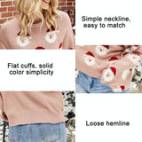 Autumn And Winter Christmas Ladies Sweater Sheath Knit Top - Light Blue - L