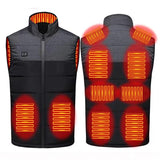 Heated Vest Electric Heating 3 Constant Temperature Warm Cotton Jacket - Black-11 Zones Heating - Xl
