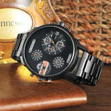 Stylish Waterproof Dual Quartz Watch with Stainless Steel Band - Orange