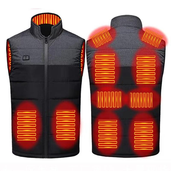 Heated Vest Electric Heating 3 Constant Temperature Warm Cotton Jacket - Black-11 Zones Heating - 3Xl