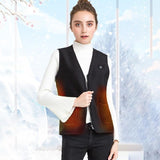Plus Velvet Inside Men And Women Intelligent Charging Heating Vest Warm Clothes - Black Xxl