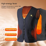 Plus Velvet Inside Men And Women Intelligent Charging Heating Vest Warm Clothes - Black Xxl