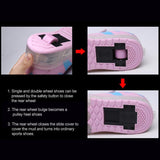 Rechargeable Double Wheel Roller Skating Shoes - Pink Size 34