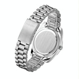 Men Quartz Watch with Diamond-encrusted Roman Numeral Dial - Silver Shell Red Dial