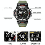 Waterproof Dual Display Outdoor Watch - Multifunctional Alloy for Men - Black Blue