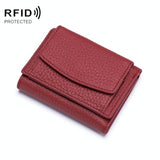 Compact Rfid Leather Coin Purse Wallet - Secure & Stylish - Light Blue