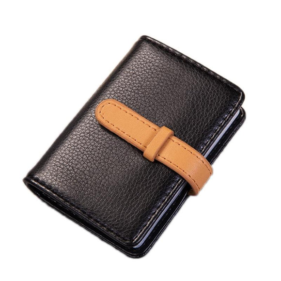 Portable Pu Leather Card Holder - Business & Credit Cards - Black