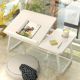 Adjustable Folding Laptop Desk with Cup Holder - Four-speed Lifting Table for Dorms - Aurora White