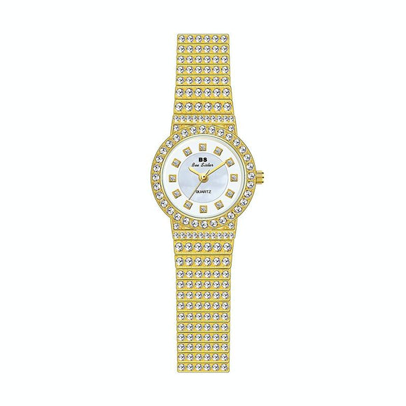 Starry Diamond Chain Women Wrist Watch - Golden Scale Surface