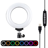 10 Mode Rgbw Led Ring Light with Tripod and Ball Head - 4.7 Inch Curved Surface - Pink