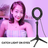 10 Mode Rgbw Led Ring Light with Tripod and Ball Head - 4.7 Inch Curved Surface - Pink