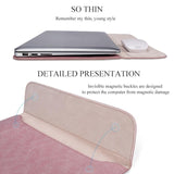 15.4 Inch Laptop Inner Bag with Small Bag - Horizontal Magnetic Buckle Pu Leather - Pink