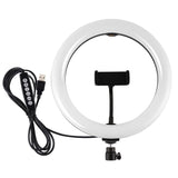 10.2 Usb Led Ring Light with 10 Modes Cold Shoe Tripod & Phone Clamp - Pink