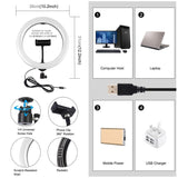 10.2 Usb Led Ring Light with 10 Modes Cold Shoe Tripod & Phone Clamp - Pink