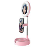 Foldable Desktop Makeup Mirror Holder with Storage - Pink