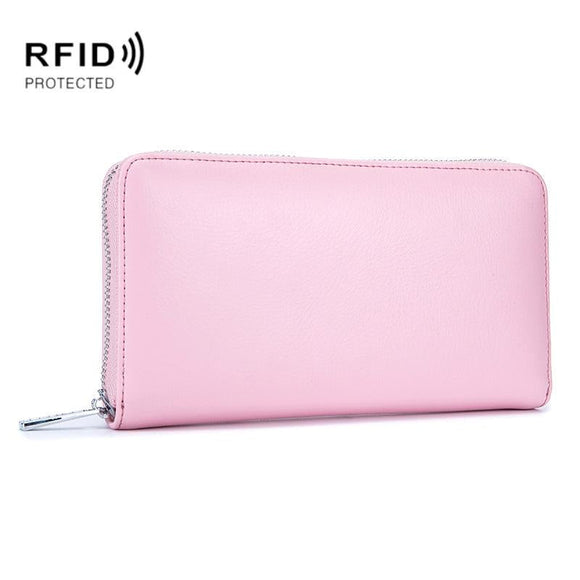 Leather Rfid Card Holder Wallet - Blocking - Pink
