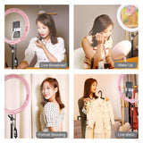 11.8 Dual-temp Led Ring Light with Tripod & Remote - Pink