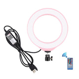Dimmable 6.2 Usb Rgbw Led Ring Light with Cold Shoe Tripod & Remote - Pink