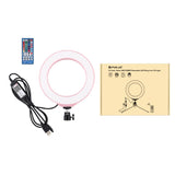 Dimmable 6.2 Usb Rgbw Led Ring Light with Cold Shoe Tripod & Remote - Pink