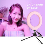 Dimmable 6.2 Usb Rgbw Led Ring Light with Cold Shoe Tripod & Remote - Pink