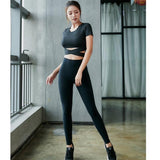 Quick Drying Running Suit Black Size L - Pink + Blue