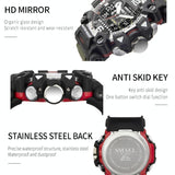 Waterproof Dual Display Outdoor Watch - Multifunctional Alloy for Men - Black Gold