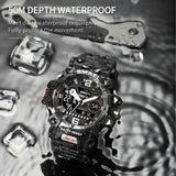 Waterproof Dual Display Outdoor Watch - Multifunctional Alloy for Men - Black Gold