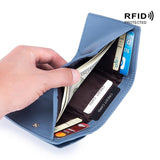 Compact Rfid Leather Coin Purse Wallet - Secure & Stylish - Light Green